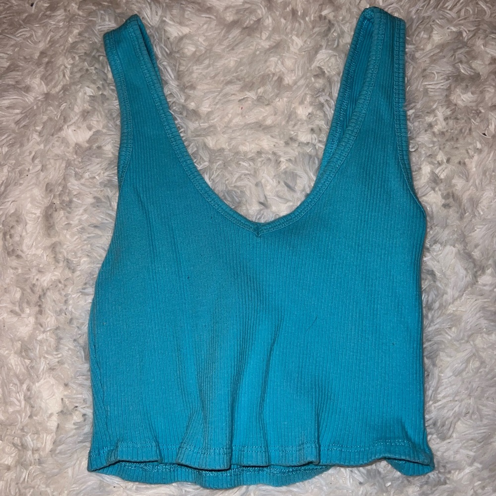 Garage teal crop top